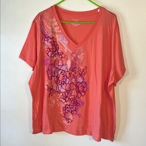 Sonoma Pink and Purple Floral V-Neck Tee